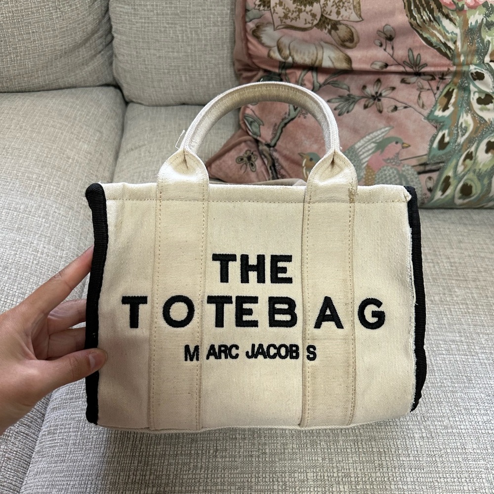 Cream and Black Tote Bag